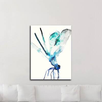 &Blue  Green Dragonfly& by Karin Johannesson - Wrapped Canvas Graphic Art Print Latitude Run Size: 32x22 H x 24x22 W x 1.5x OIJ5_G8UTN42